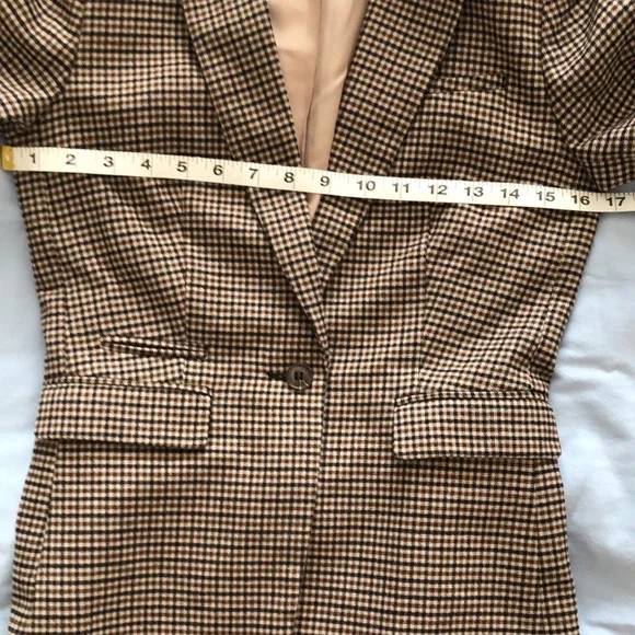 Brown checker blazer size 4 US. H&M brand in good condition - Picture 8 of 15